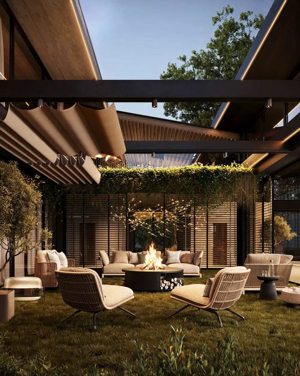 Courtyard lounge under the pergola